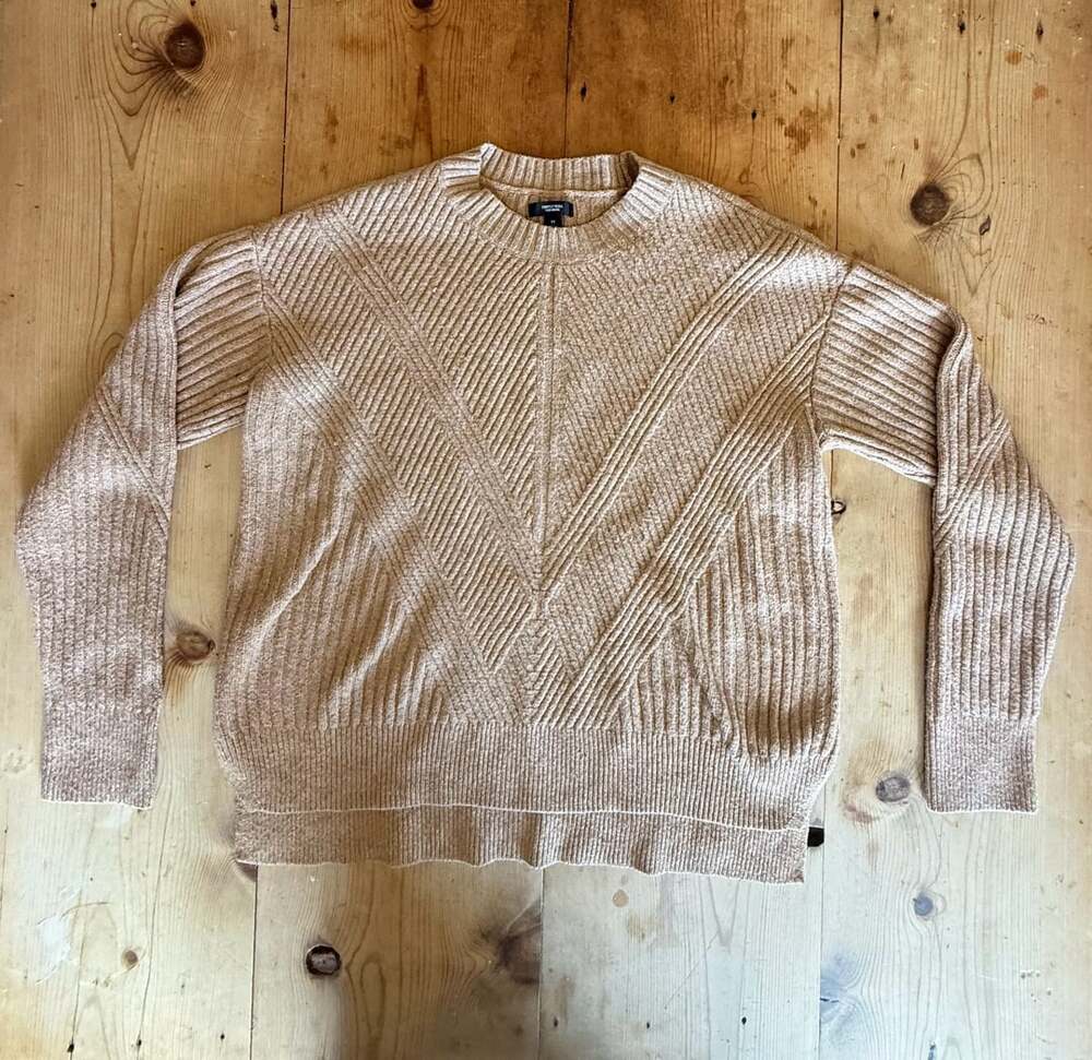Simply Vera Vera Wang Ribbed Sweater Size M Tan Crew Neck Pullover